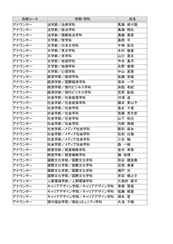 合格コース 学部・学科 氏名 アナウンサー 法学部／法律学科 馬場 胡々