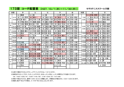 173期 コーチ配置表 ［H27．10／1（木）～11／30（月）］