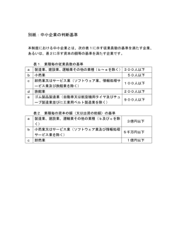 別紙：中小企業の判断基準
