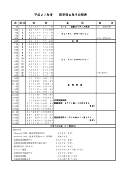 H27医学科6年生 時間割