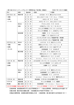 ＜第 3 回CBSバッティングセンター杯野球大会「秋の陣」対戦表＞ 平成