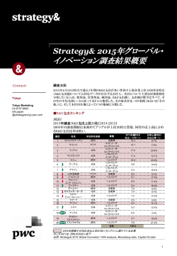 Strategy& 2015年グローバル・ イノベーション調査結果概要
