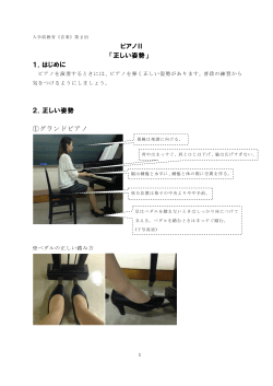 ピアノⅡ 「正しい姿勢」 1．はじめに 2．正しい姿勢 ①グランドピアノ