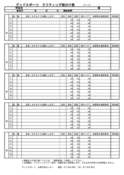 ラフティング用班分け表