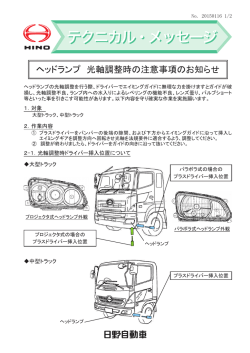 ヘッドランプ 光軸調整時の注意事項のお知らせ