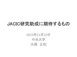 JACIC研究助成に期待するもの