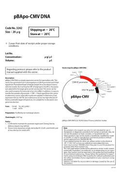 pBApo-CMV DNA - Clontech Laboratories, Inc.