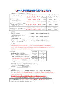 下記施設のプール利用補助券を発行します。