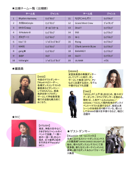出場チーム一覧（出場順） 審査員 MC ゲストダンサー