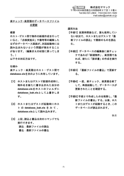 株式会社ヤマック 楽チェック・楽見積のデータベースファイル の更新 概要