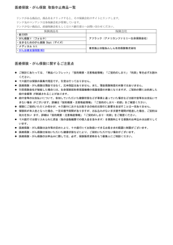 医療保険・がん保険 取扱中止商品一覧