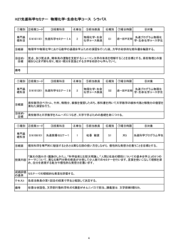 H27先進科学セミナー 物理化学・生命化学コース シラバス