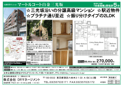 三光坂沿いの分譲高級マンション 駅近物件 プラチナ通り至近 振り分け