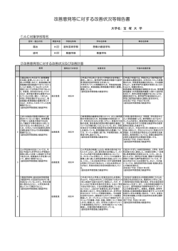 文部科学省の改善意見等に対する改善状況等報告書（平成
