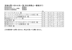 空室お問い合わせ先一覧（申込部屋止～審査まで） 06－6375