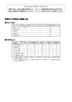 ミッションステートメント 学部の入学定員と募集人員