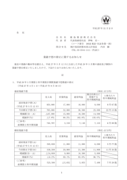 業績予想の修正に関するお知らせ