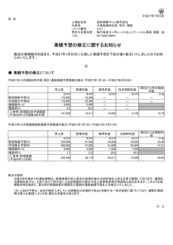 業績予想の修正に関するお知らせ
