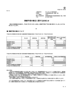 業績予想の修正に関するお知らせ