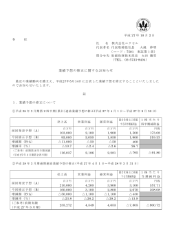 業績予想の修正に関するお知らせ