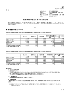 業績予想の修正に関するお知らせ（PDF：67KB）