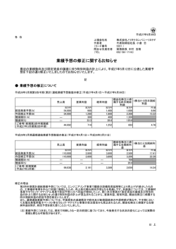 業績予想の修正に関するお知らせ
