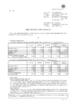 業績予想の修正に関するお知らせ