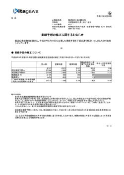 業績予想の修正に関するお知らせ