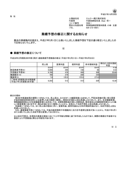 業績予想の修正に関するお知らせ