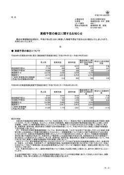 業績予想の修正に関するお知らせ