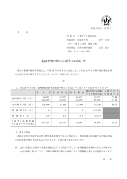 業績予想の修正に関するお知らせ（PDF形式：72KB / 1