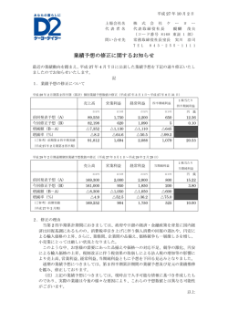 業績予想の修正に関するお知らせ