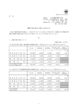 業績予想の修正に関するお知らせ