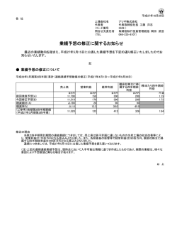 業績予想の修正に関するお知らせ