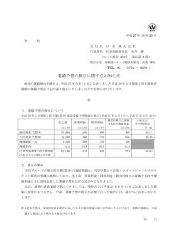 業績予想の修正に関するお知らせ