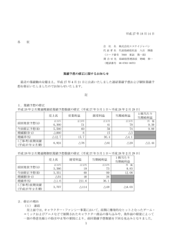 業績予想の修正に関するお知らせ