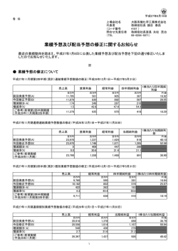 業績予想及び配当予想の修正に関するお知らせ