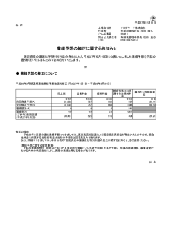 業績予想の修正に関するお知らせ