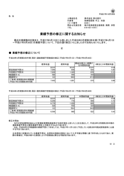 業績予想の修正に関するお知らせ