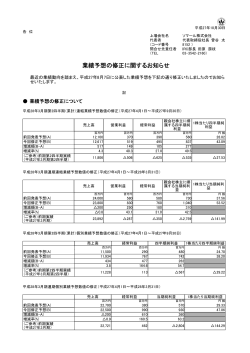 業績予想の修正に関するお知らせ