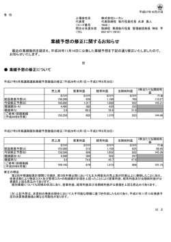 業績予想の修正に関するお知らせ