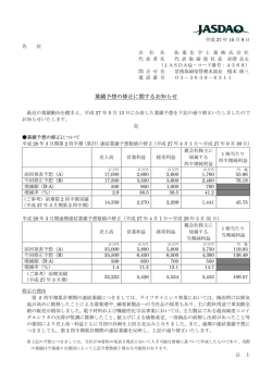 業績予想の修正に関するお知らせ