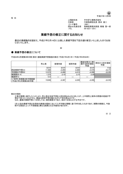 業績予想の修正に関するお知らせ