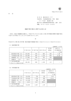 業績予想の修正に関するお知らせ