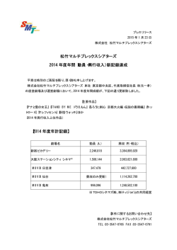 （動員・興行収入）新記録達成 - 松竹マルチプレックスシアターズ