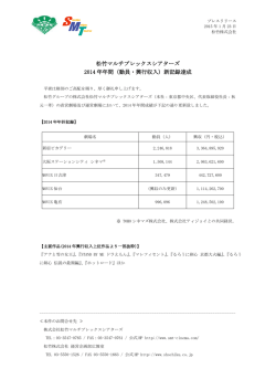 松竹マルチプレックスシアターズ 2014 年年間（動員・興行収入）新記録達成