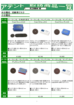 中分類名： 小分類名： 切断用ジスク