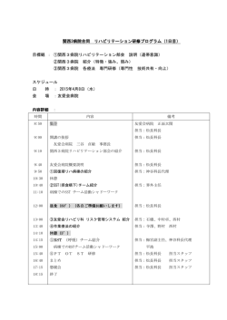 関西3病院合同 リハビリテーション研修プログラム（1日目） 目標観 ： ①
