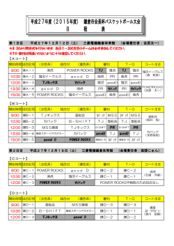 平成27年度鎌倉市会長杯バスケットボール大会日程表