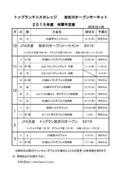 JTA大会 トップラン加古川オープン 2015 JTA大会 加古川オープン